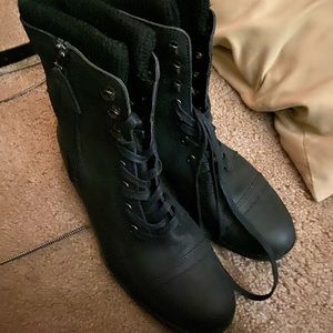Black lace up combat boots